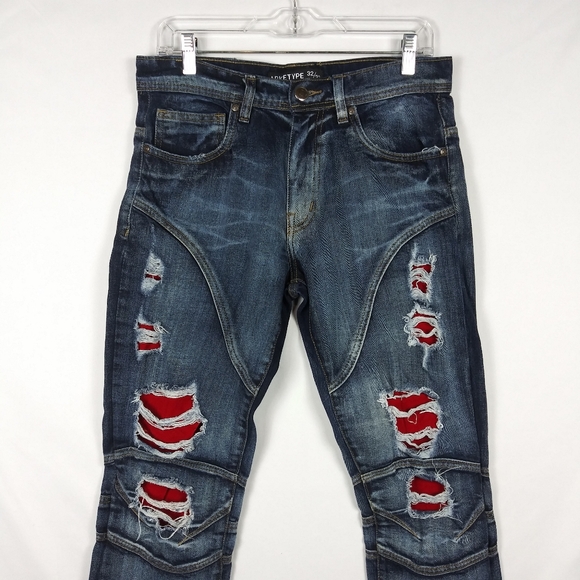 Arketype Jeans Mens 32 x 32 Blue Ripped Distressed Hip Hop Blue Denim - Picture 2 of 8